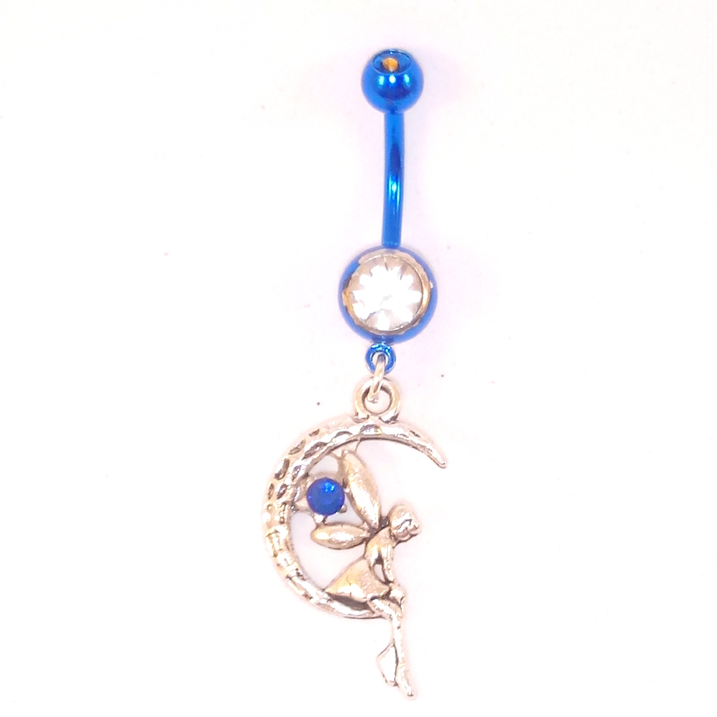 Moon Fairy Blue Titanium 14g Belly Ring